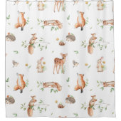 かわいい森の動物の友だちパターン シャワーカーテン (正面)