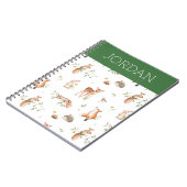 かわいい森の動物の友だちパターン ノートブック (左側)