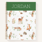 かわいい森の動物の友だちパターン ノートブック (正面)