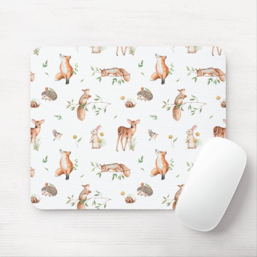 かわいい森の動物の友だちパターン マウスパッド (マウス)