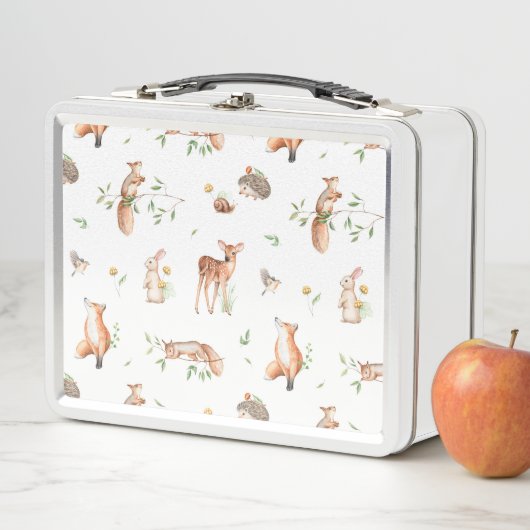 かわいい森の動物の友だちパターン メタルランチボックス (インサイチュ)