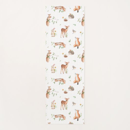 かわいい森の動物の友だちパターン ヨガマット (正面)