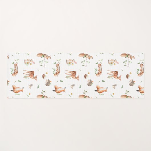 かわいい森の動物の友だちパターン ヨガマット (正面(横))