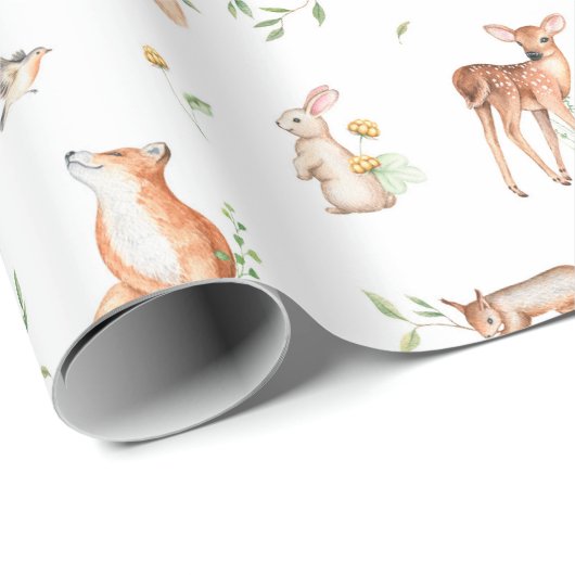 かわいい森の動物の友だちパターン ラッピングペーパー (ロールコーナー)