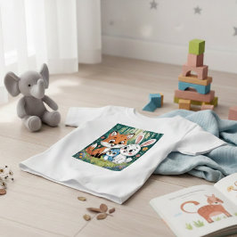 かわいい森の動物の友達子供のキャラクターデザイン ベビーTシャツ