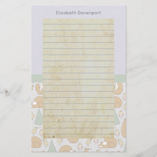 かわいい森の動物の姿が並ぶ 便箋 (正面)