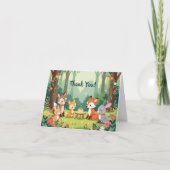かわいい森の動物の子供の誕生日 サンキューカード (正面)