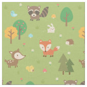 かわいい森の動物の子供向けパターン ファブリック (クローズアップ)