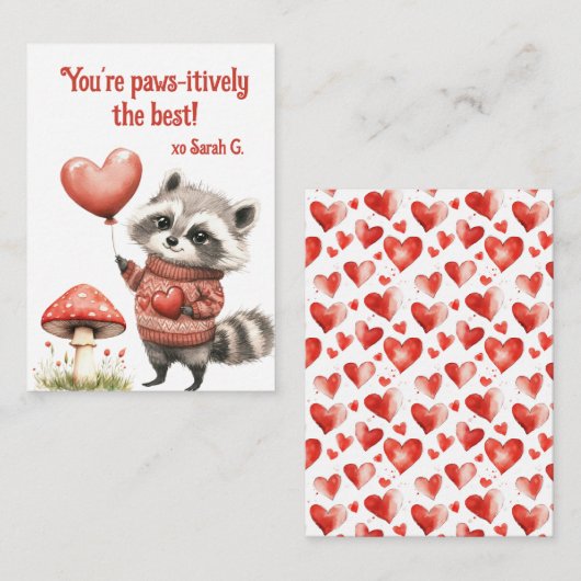 かわいい森の動物の子供用バレンタインカード ノートカード (正面/裏面)