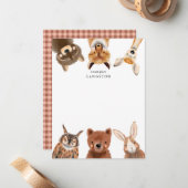 かわいい森の動物の子供 ノートカード (正面/裏面インサイチュ)