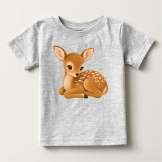 かわいい森の動物の子鹿のキャラクターデザイン ベビーTシャツ