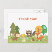 かわいい森の動物の感謝 ポストカード (正面/裏面)