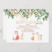 かわいい森の動物の招待状 招待状 (正面/裏面)