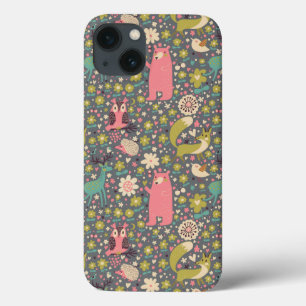 かわいい森の動物の柄 iPhone 13ケース