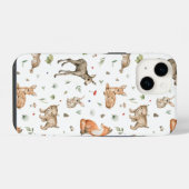 かわいい森の動物の模様 iPhoneケース (裏面横)