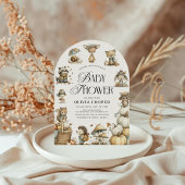 かわいい森の動物の水の色ベビーシャワー 招待状