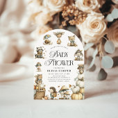 かわいい森の動物の水の色ベビーシャワー 招待状