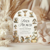 かわいい森の動物の水の色ベビーシャワー 招待状