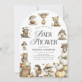 かわいい森の動物の水の色ベビーシャワー 招待状 (正面)