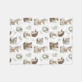 かわいい森の動物の水彩画 フリースブランケット (正面(横))