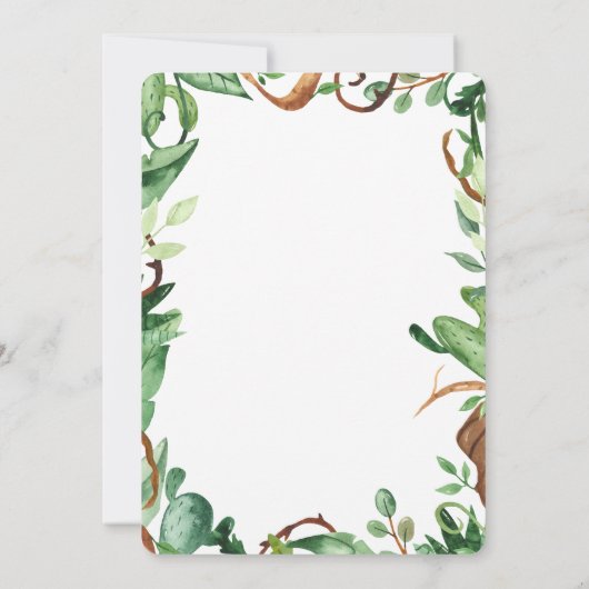 かわいい森の動物の羊葉の赤ちゃんシャワー 招待状 (裏面)