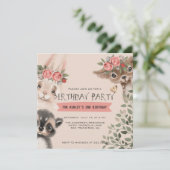 かわいい森の動物の誕生日 招待状 (スタンド正面)