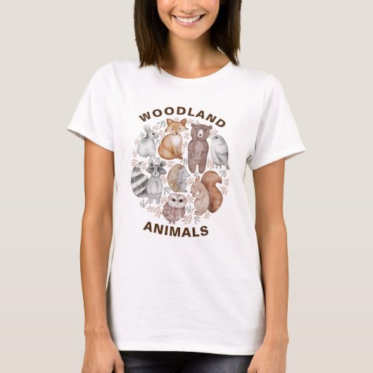 かわいい森の動物の誕生日 Tシャツ (正面)