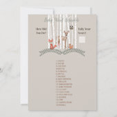 かわいい森の動物の赤ちゃんのためのプリント可能なゲーム！ 招待状 (裏面)