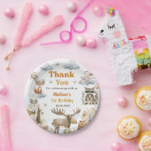 かわいい森の動物の1歳の誕生日パーティー ペーパープレート (パーティー)
