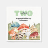 かわいい森の動物の2歳の誕生日パーティー スタンダードカクテルナプキン (正面)