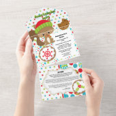 かわいい森の動物クリスマスクッキーレシピカード オールインワン招待状 (貼ってはがせる)