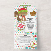 かわいい森の動物クリスマスクッキーレシピカード オールインワン招待状 (内側)