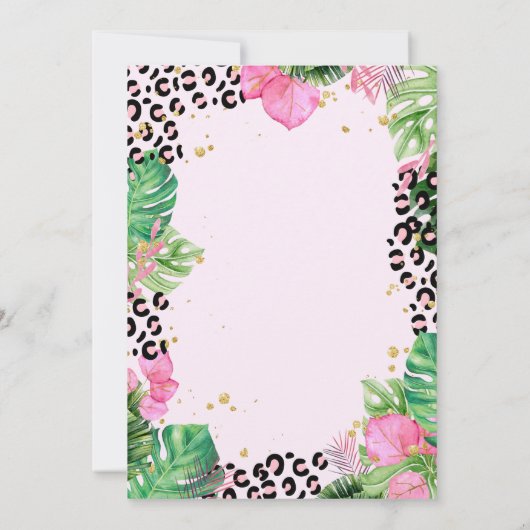 かわいい森の動物トロピカル葉1歳の誕生日 招待状 (裏面)