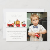 かわいい森の動物列車の写真 誕生日 どんな年齢にも サンキューカード (正面)