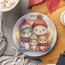 かわいい森の動物家族 メリークリスマス コースター