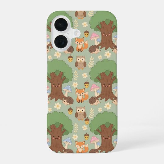 かわいい森の動物柄フォンケース iPhone 16ケース (裏面)