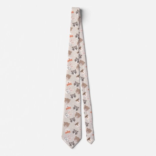 かわいい森の動物柄 ネクタイ (正面)