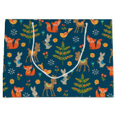 かわいい森の動物柄 ラージペーパーバッグ (正面)