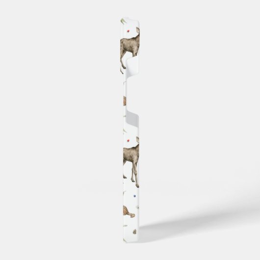 かわいい森の動物柄 iPhoneケース (左側面)