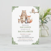 かわいい森の動物　ウッドランド ベイビー シャワー 招待状 (スタンド正面)
