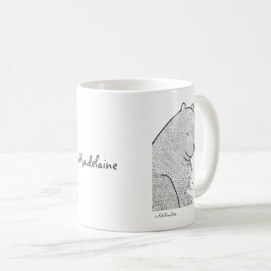 かわいい森の動物、クマとバニーがかわいい姿 コーヒーマグカップ (正面右)