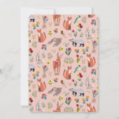 かわいい森の動物 ピンクのベビーシャワー 招待状 (裏面)