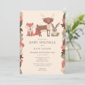 かわいい森の動物 ベビーシャワー プリンセス 招待状 (スタンド正面)