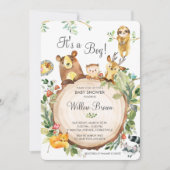 かわいい森の動物 ベビーシャワー 男女兼用 招待状 (正面)