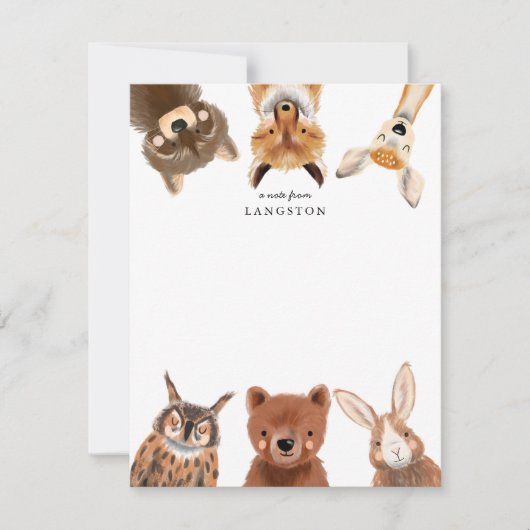 かわいい森の動物 子ども ノートカード (正面)