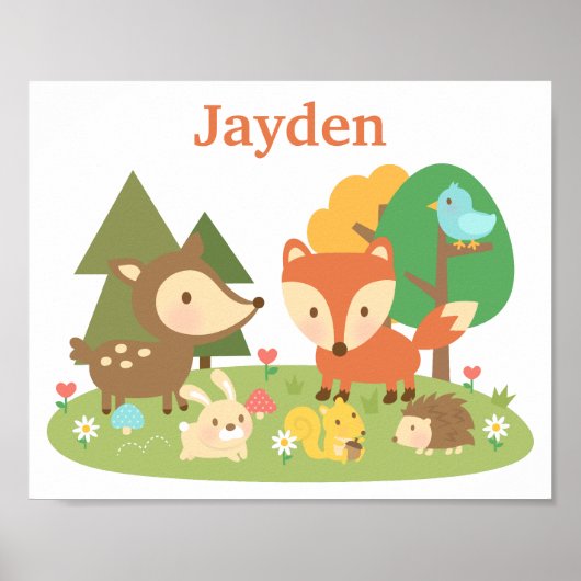 かわいい森の動物 子供部屋 インテリア ポスター (正面)
