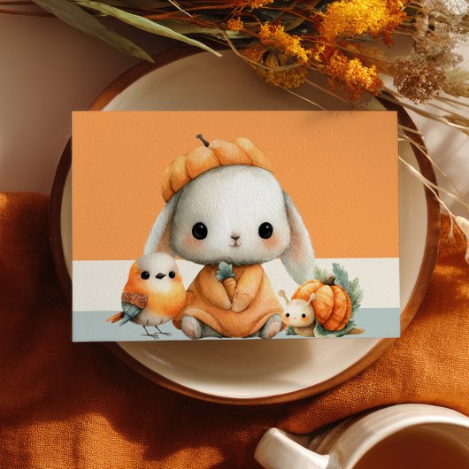 かわいい森の動物 秋の子供の誕生日写真 招待状