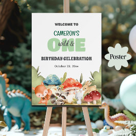 かわいい森の動物 1歳の誕生日パーティーウェルカム ポスター