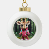 「かわいい森の旅」 セラミックボールオーナメント (正面)