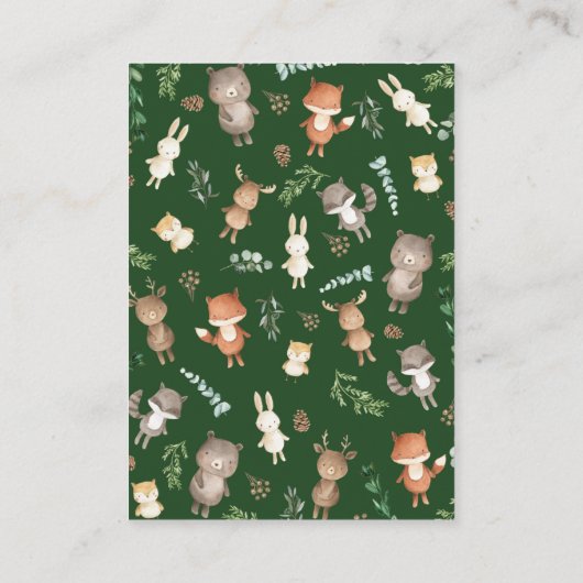 かわいい森の森の動物おむつラッフル エンクロージャーカード (裏面)